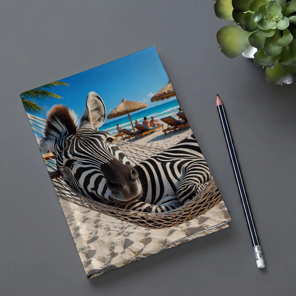 Zebra Relaxing in Hammock Tropical Beach – Notebooks
