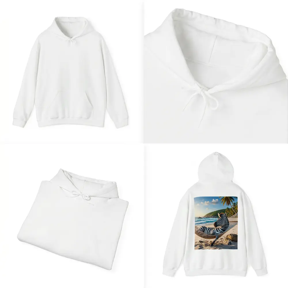 Zebra Relaxing in Hammock Tropical Beach – Hoodies