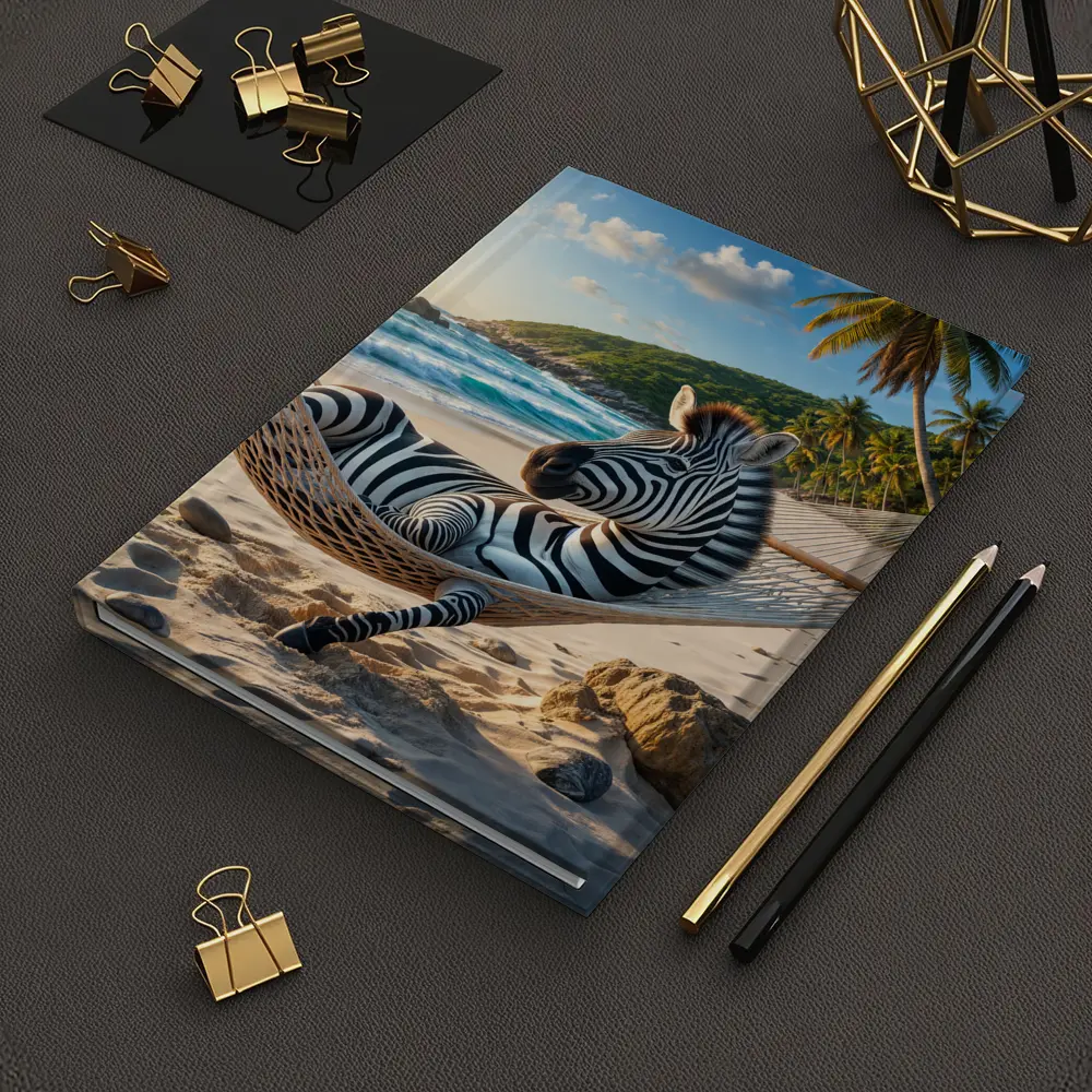 Zebra Relaxing in Hammock Tropical Beach – Notebooks