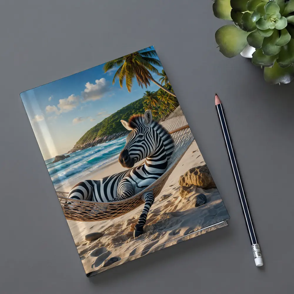 Zebra Relaxing in Hammock Tropical Beach – Notebooks