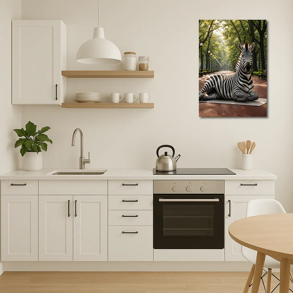 Zebra Relaxing on Yoga Mat Park – Wall Art