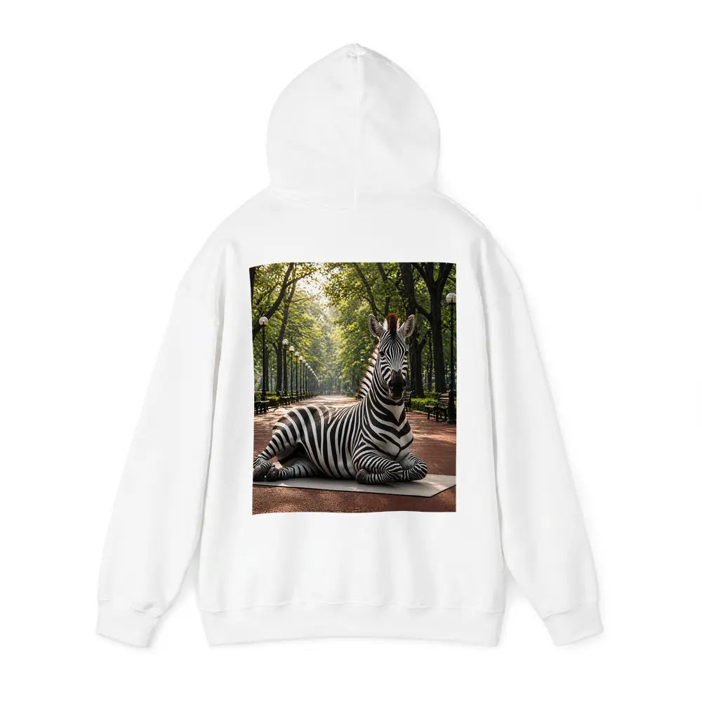 Zebra Relaxing on Yoga Mat Park – Hoodies