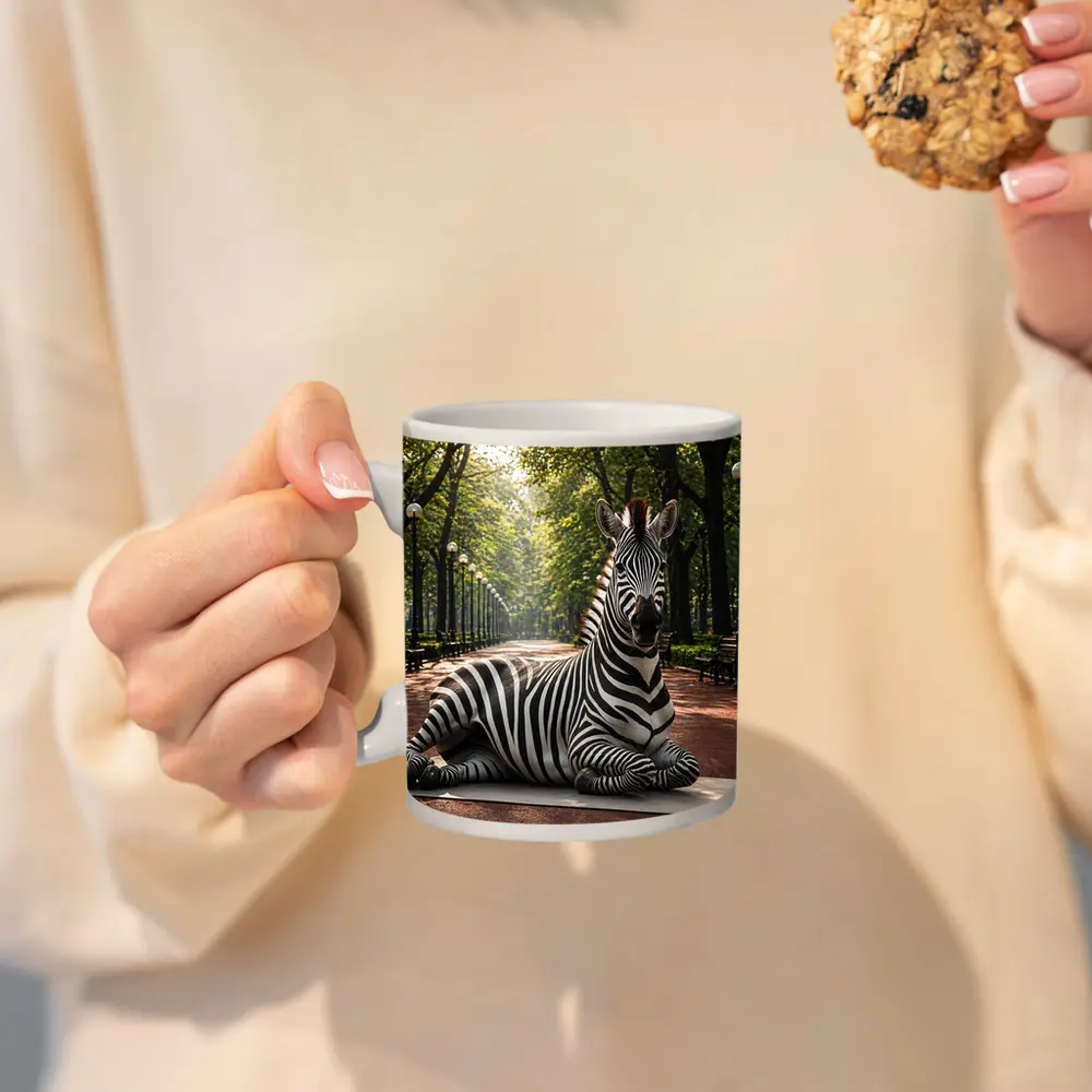 Zebra Relaxing on Yoga Mat Park – Mugs