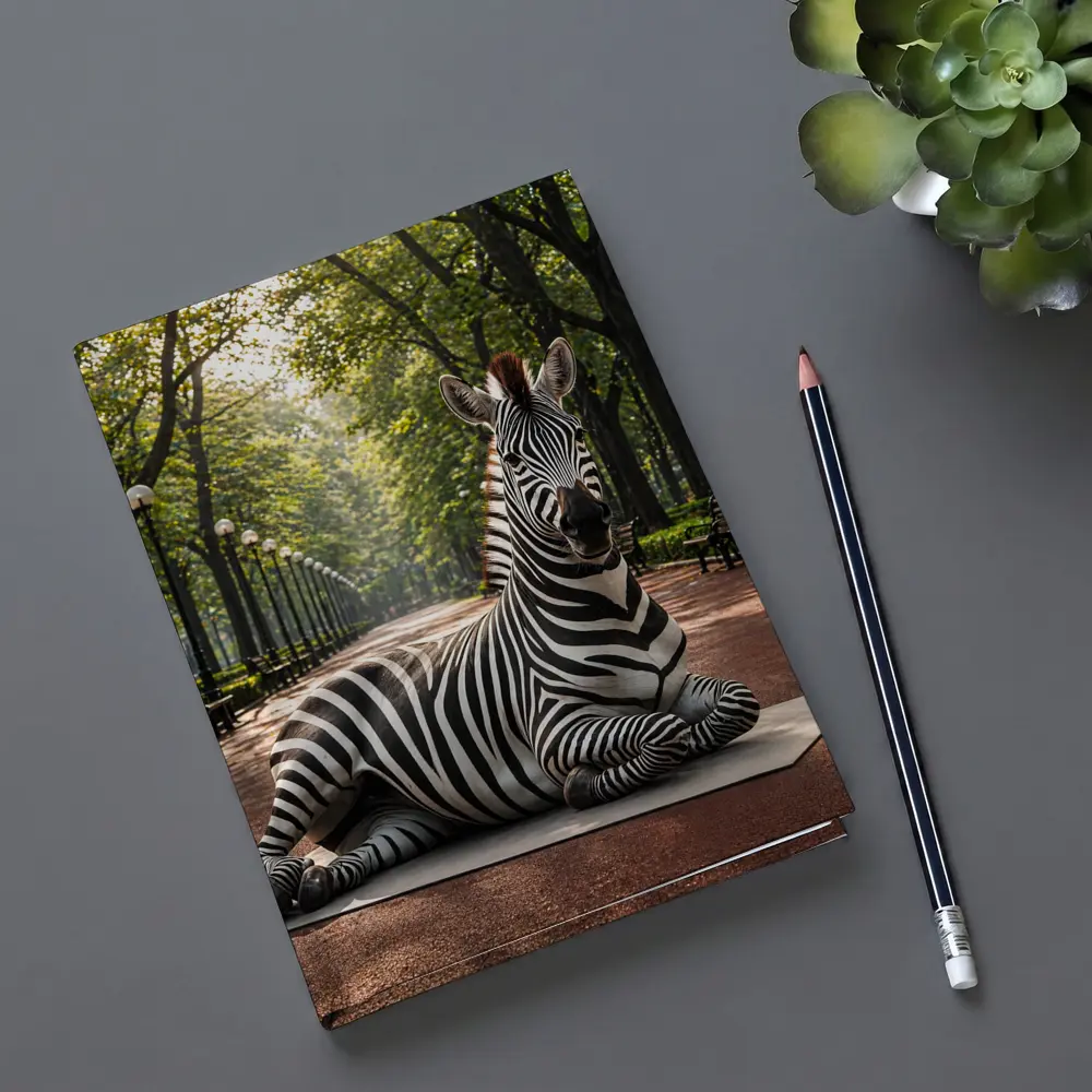 Zebra Relaxing on Yoga Mat Park – Notebooks