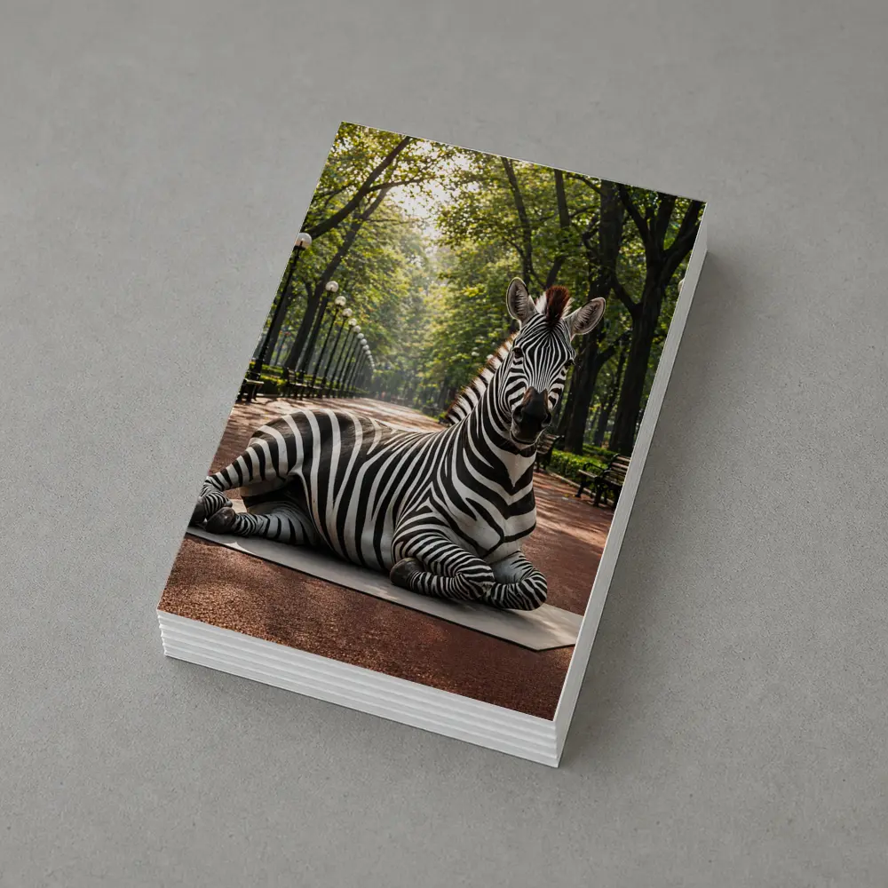 Zebra Relaxing on Yoga Mat Park – Postcards