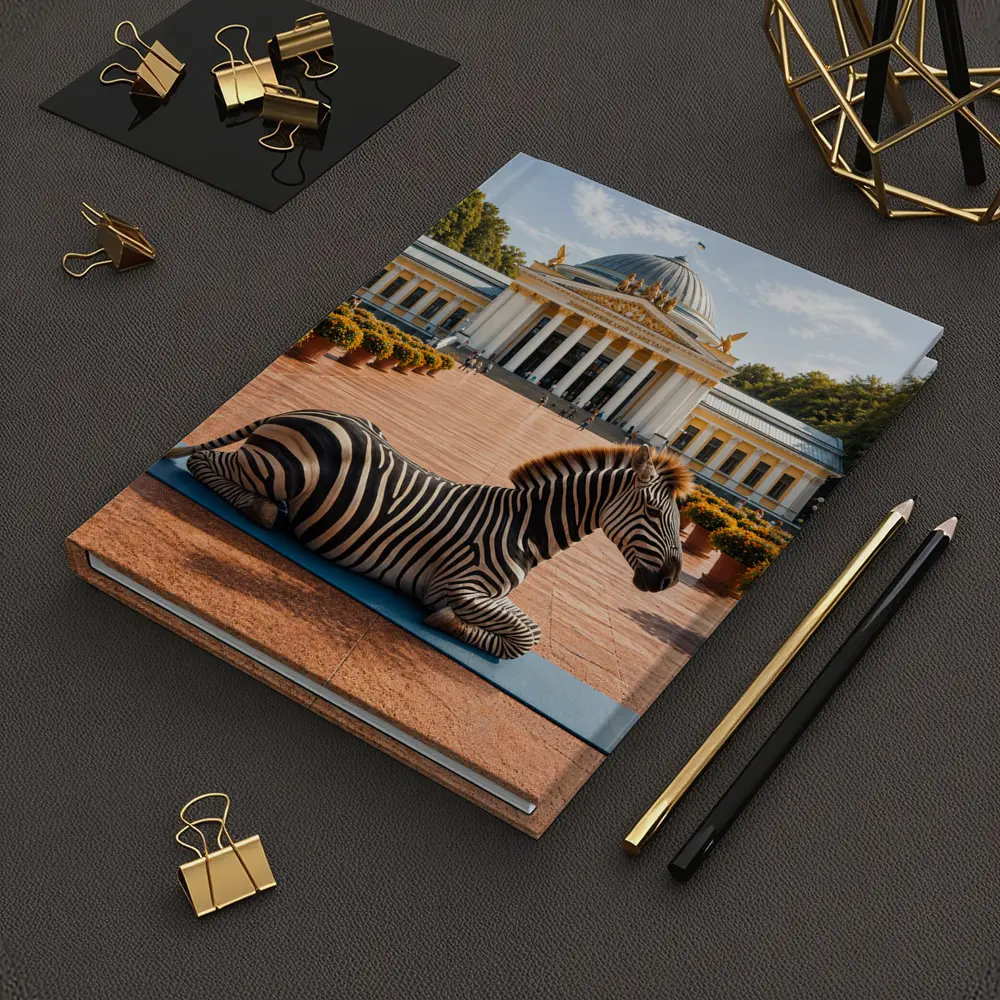 Zebra Doing Yoga Pose Neoclassical Building – Notebooks