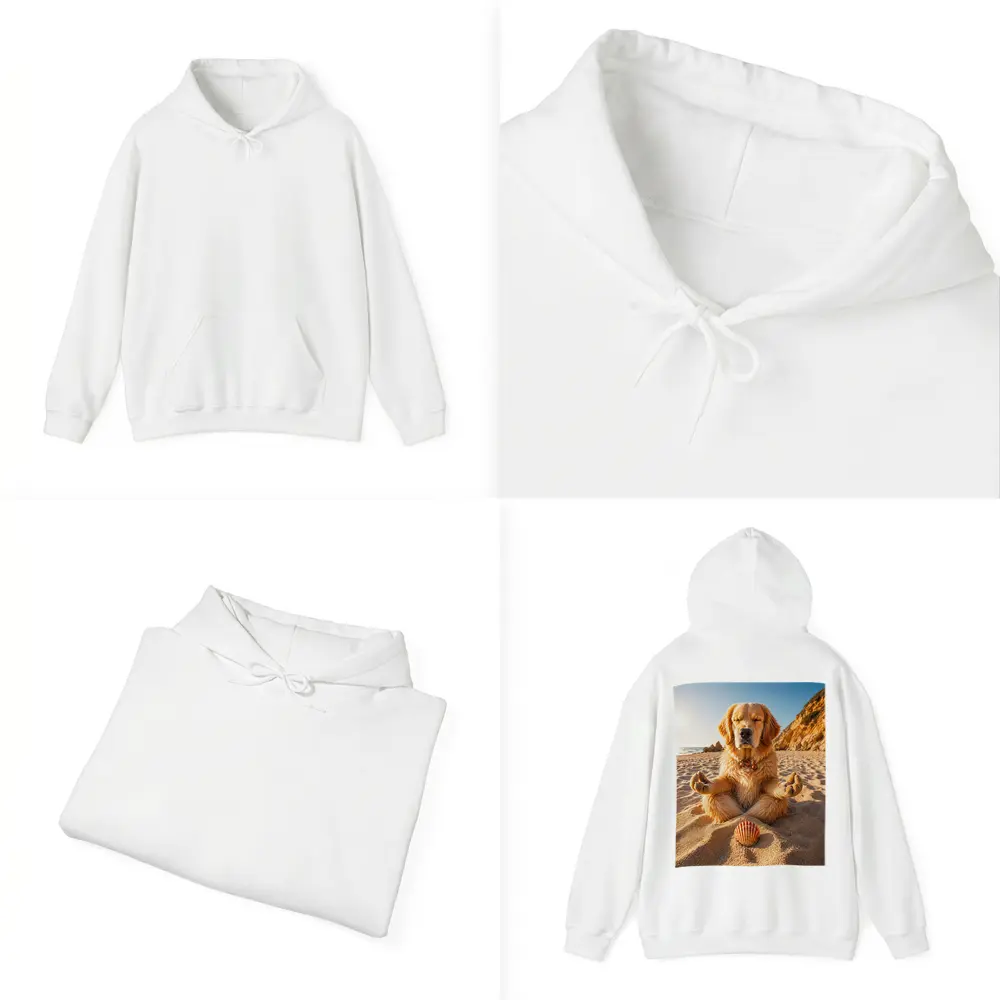 Golden Retriever Meditating on Sunny Beach – Hoodies