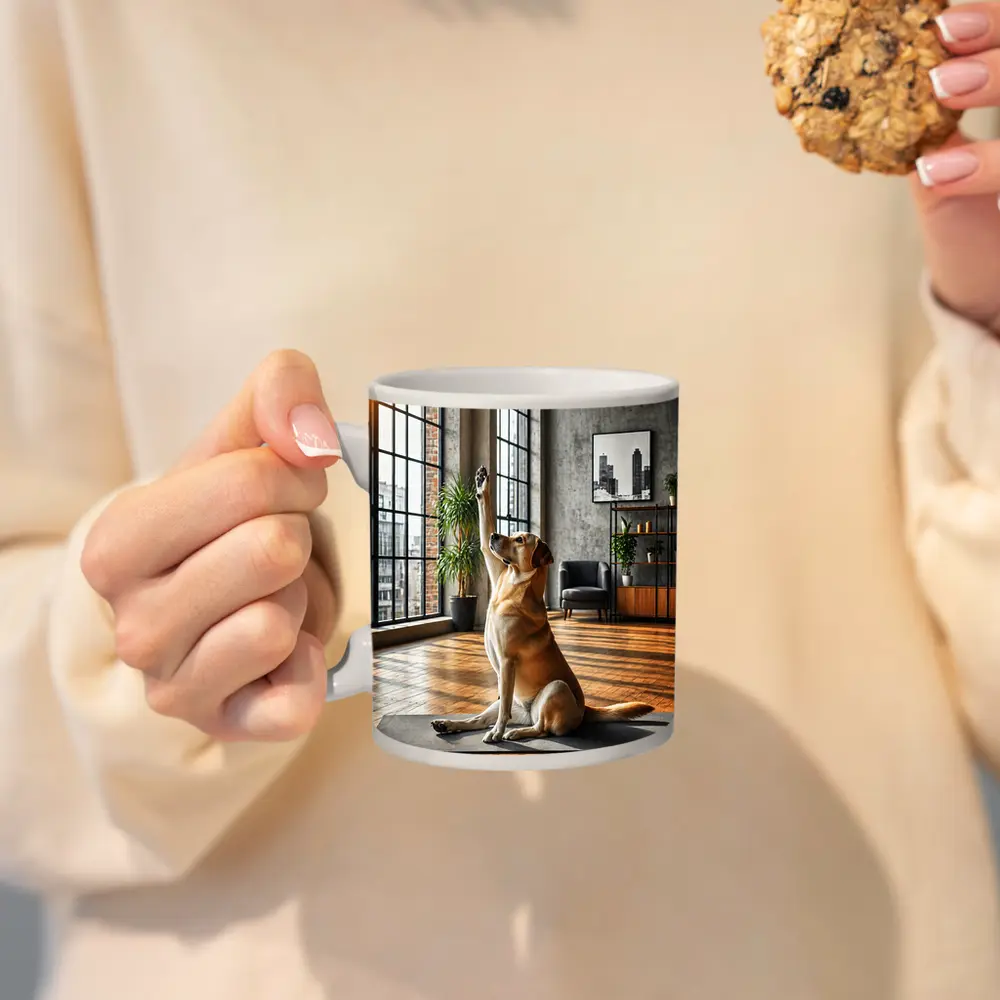 Labrador Retriever Doing Yoga Loft Interior – Mugs