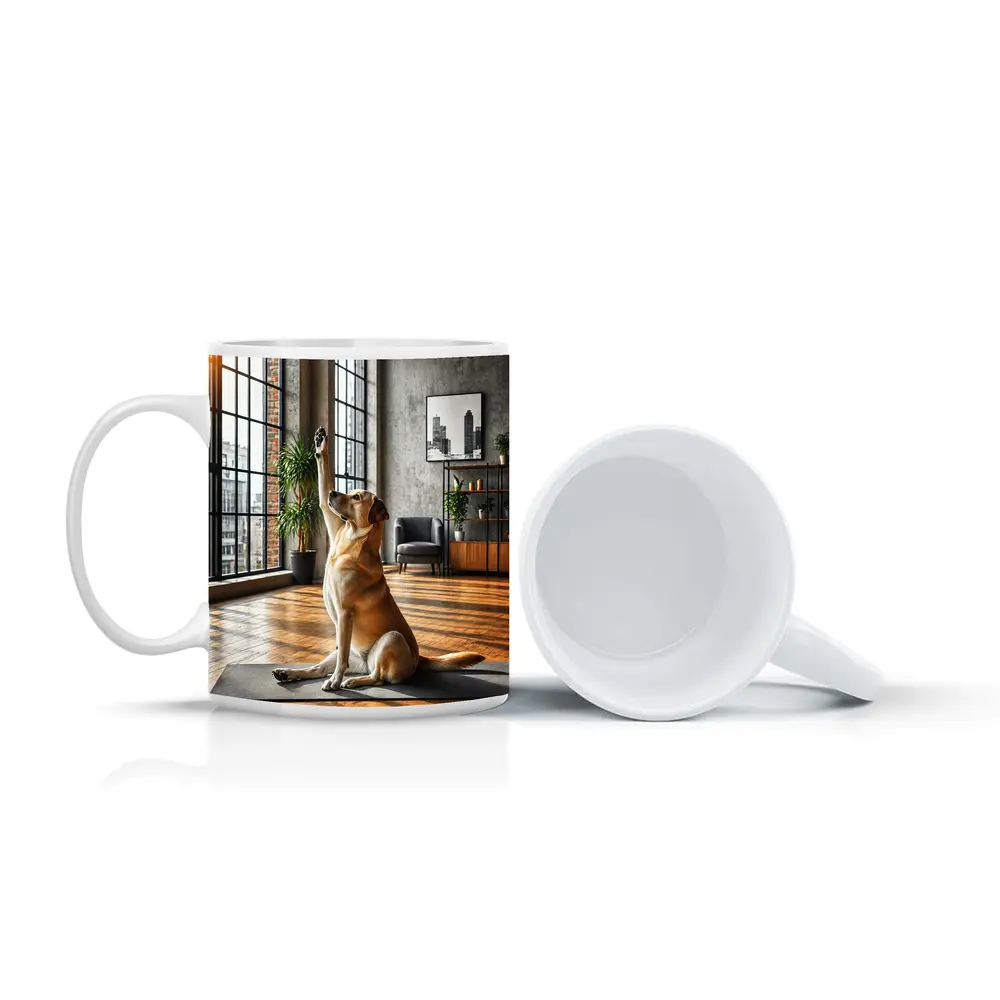 Labrador Retriever Doing Yoga Loft Interior – Mugs