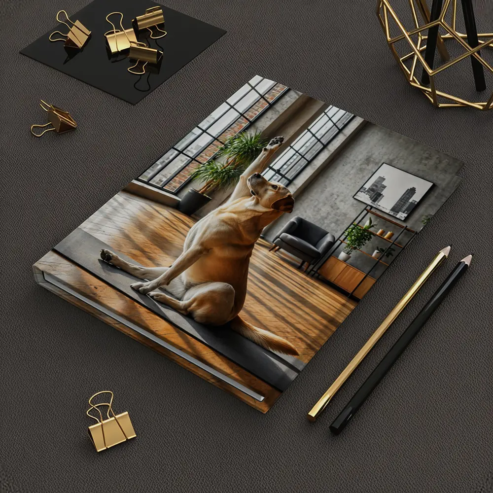 Labrador Retriever Doing Yoga Loft Interior – Notebooks