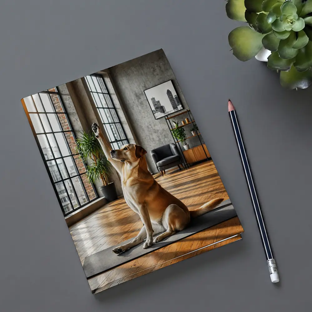 Labrador Retriever Doing Yoga Loft Interior – Notebooks