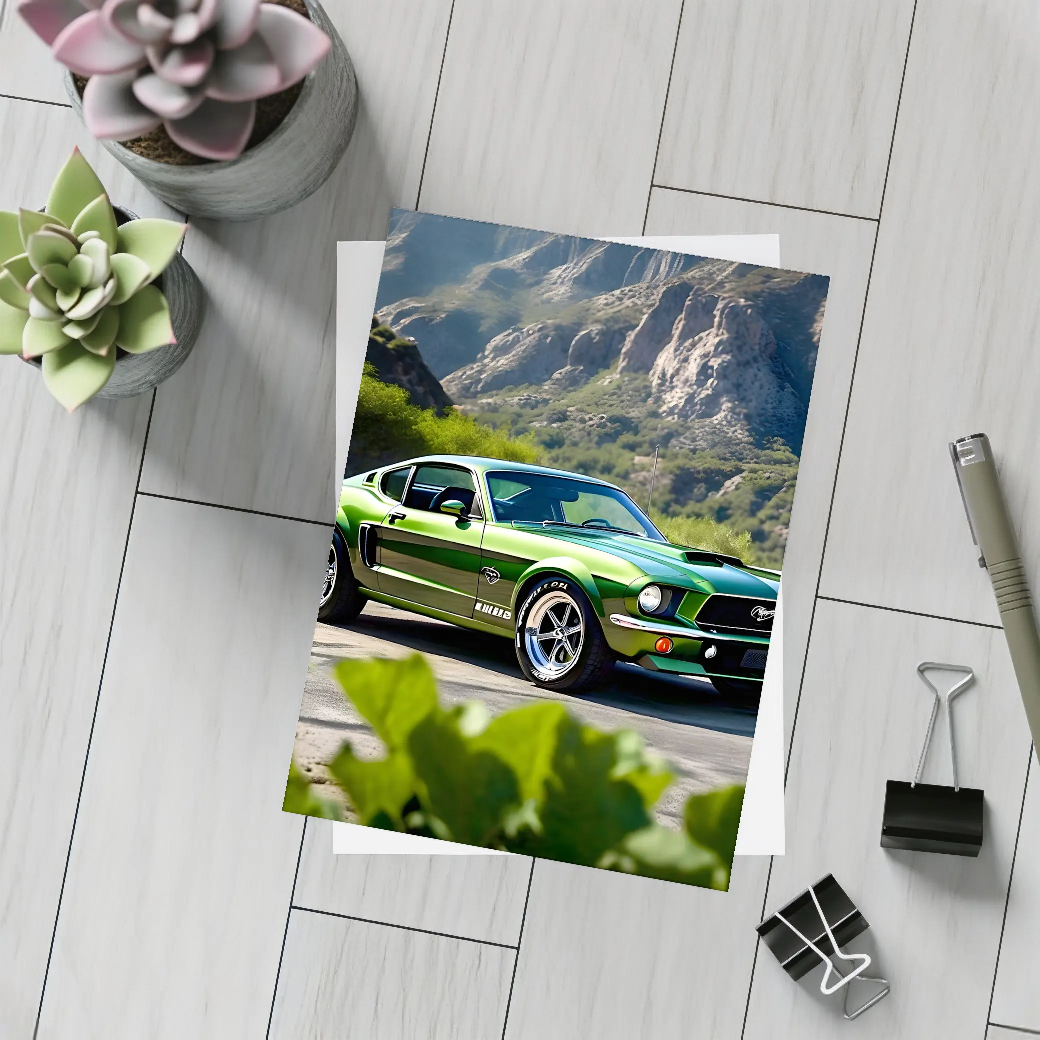 Ford Mustang Mach Green Classic Mountain Road – Postcards