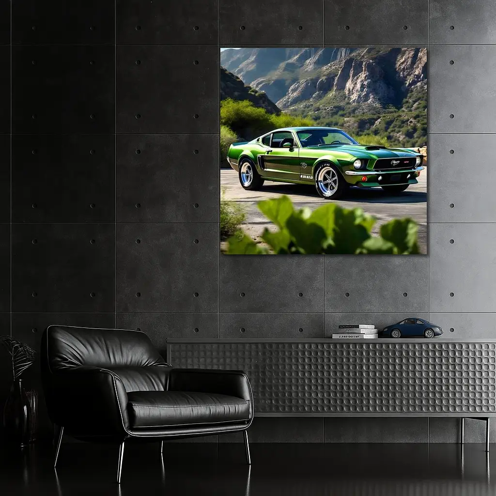 Ford Mustang Mach Green Classic Mountain Road – Wall Art