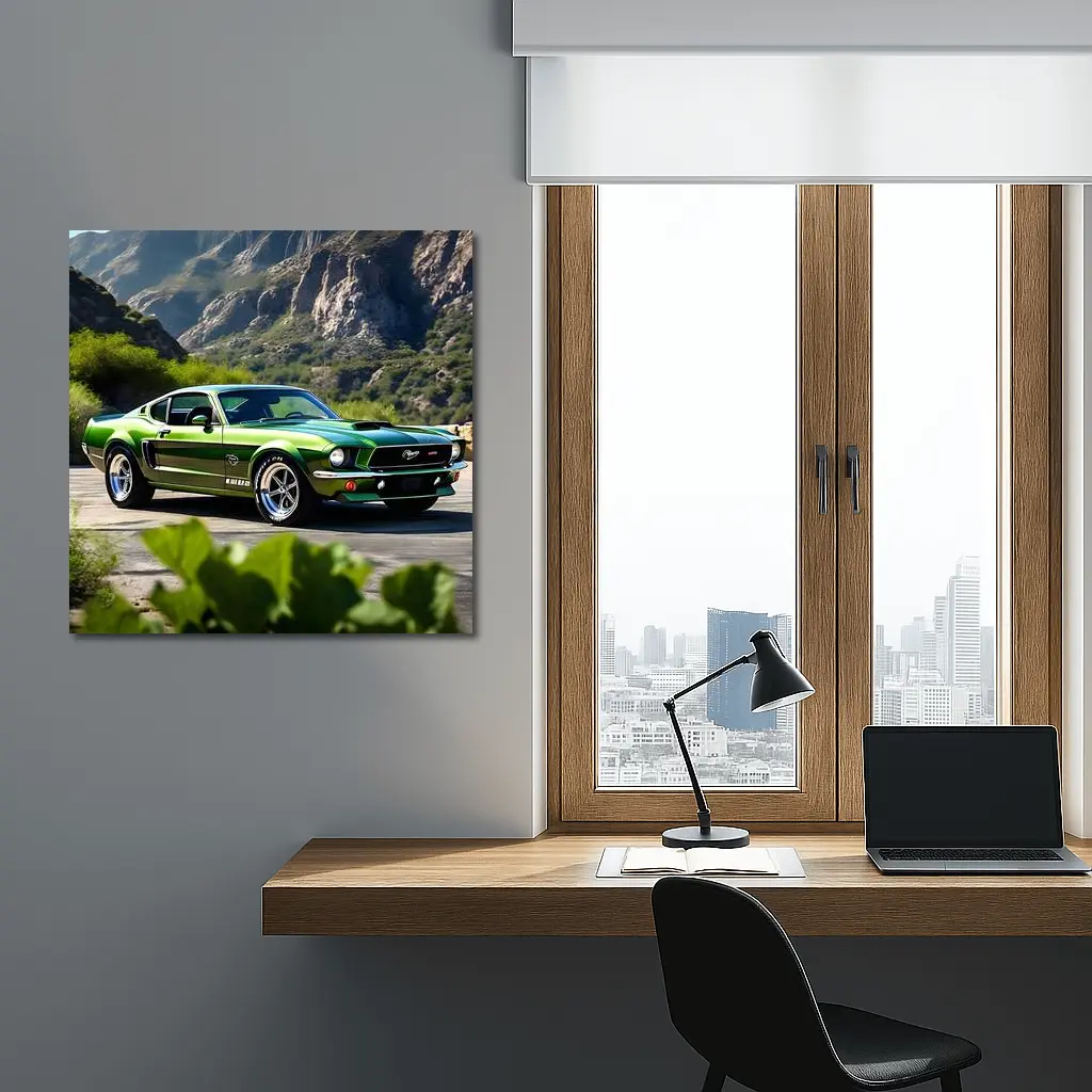 Ford Mustang Mach Green Classic Mountain Road – Wall Art