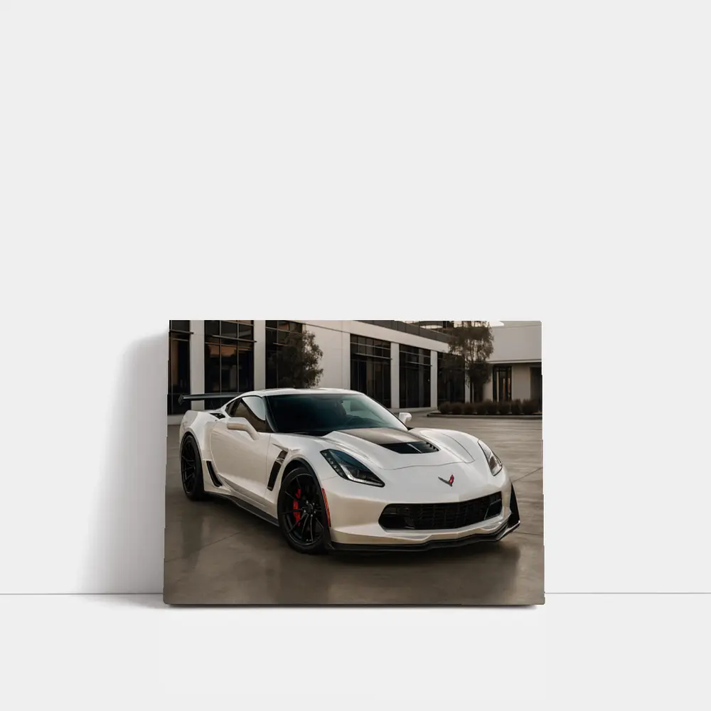 White Chevrolet Corvette Z06 Urban Parking – Wall Art