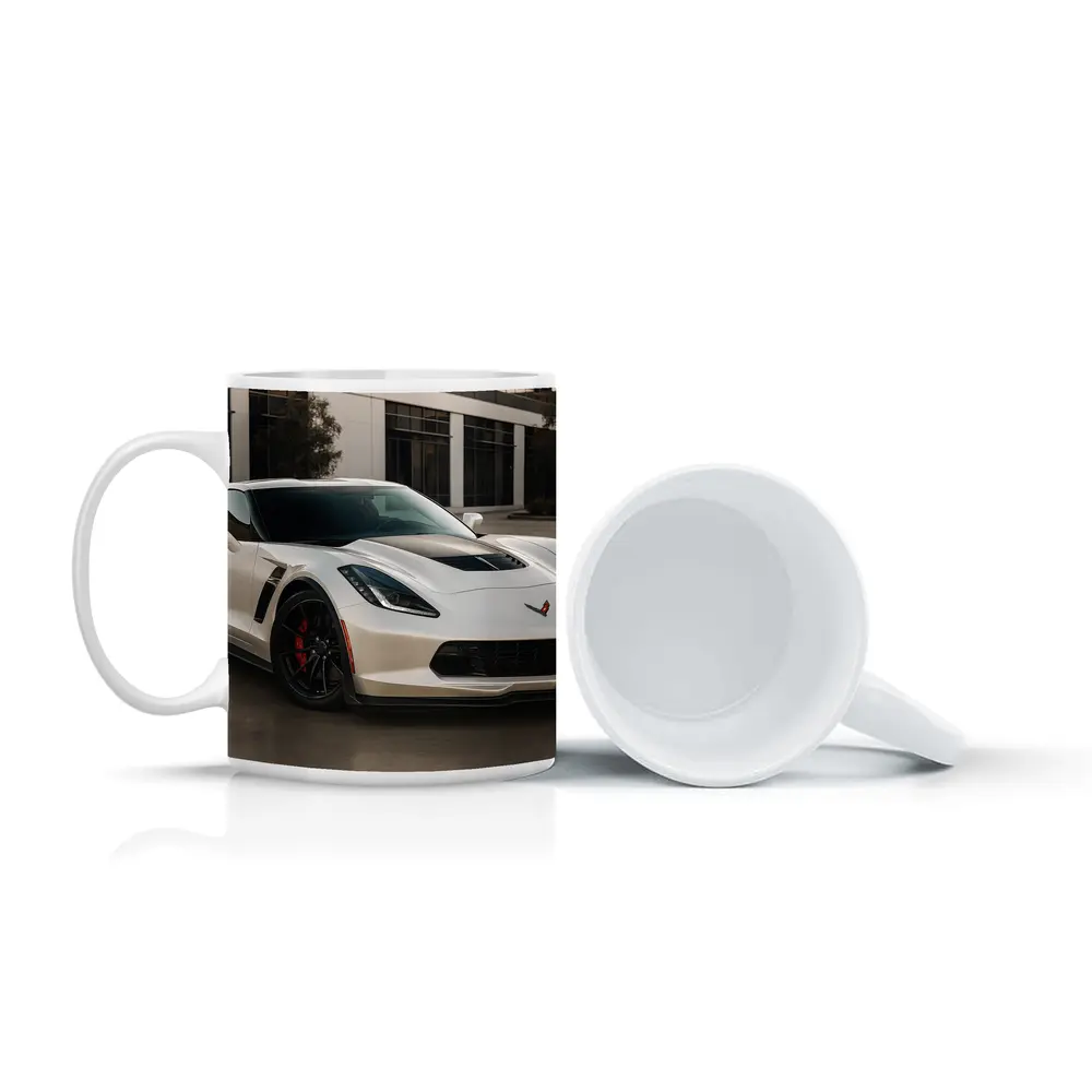 White Chevrolet Corvette Z06 Urban Parking – Mugs