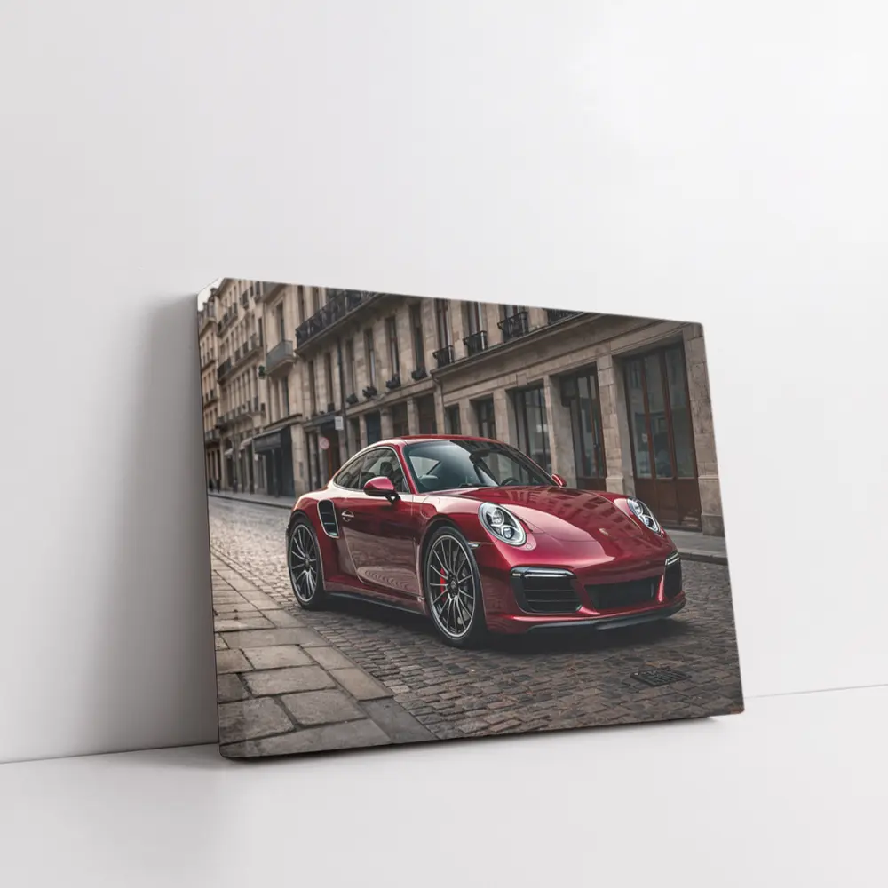 Porsche 911 Turbo Red Cobblestone Street – Wall Art