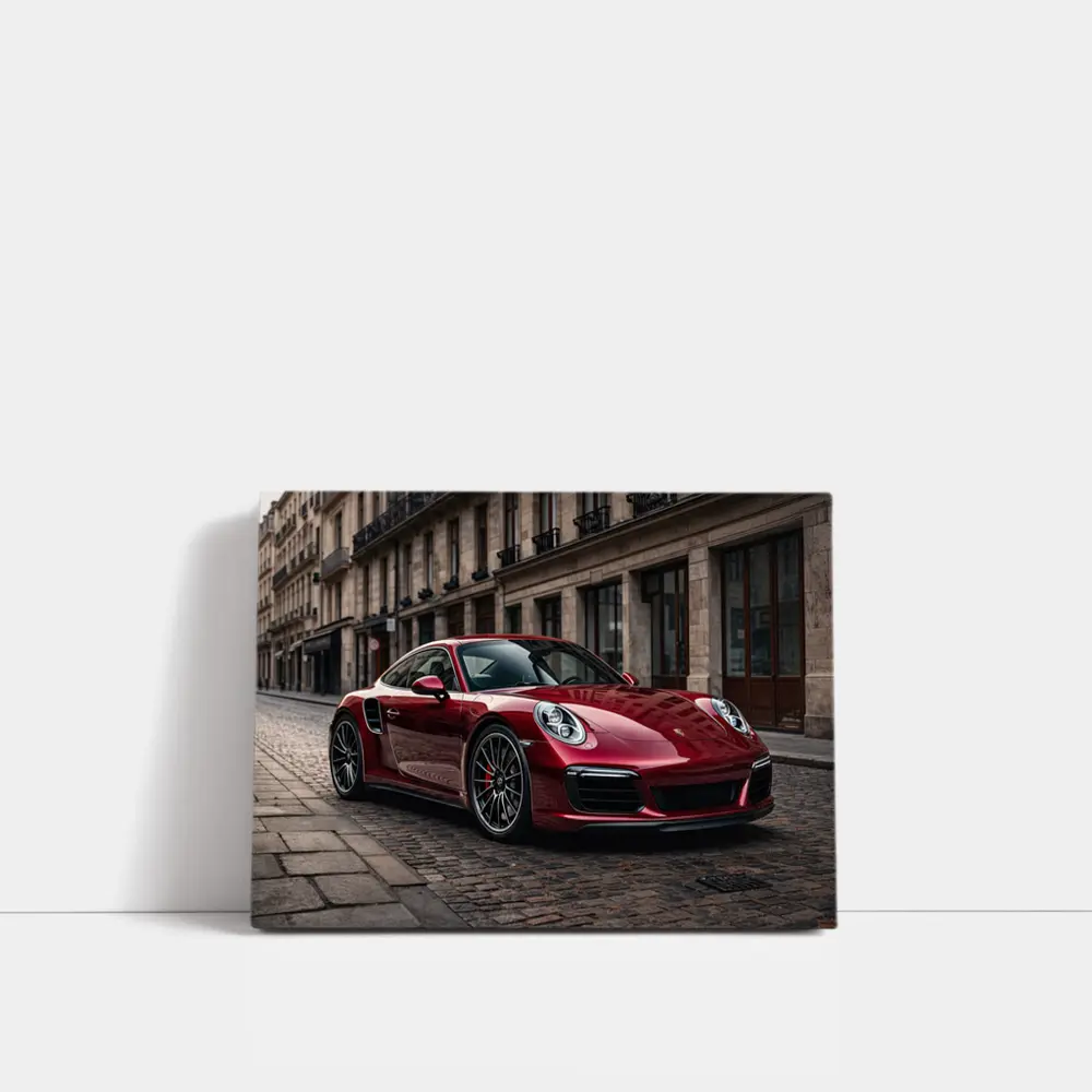 Porsche 911 Turbo Red Cobblestone Street – Wall Art
