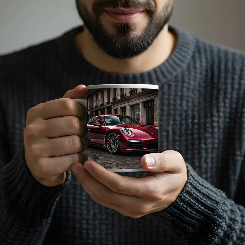 Porsche 911 Turbo Red Cobblestone Street – Mugs