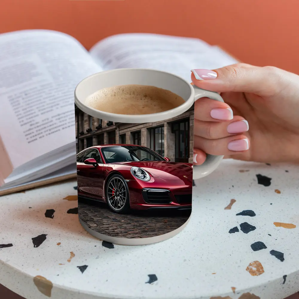 Porsche 911 Turbo Red Cobblestone Street – Mugs