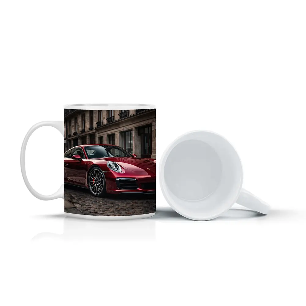 Porsche 911 Turbo Red Cobblestone Street – Mugs