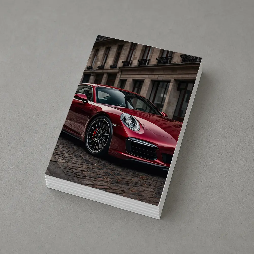 Porsche 911 Turbo Red Cobblestone Street – Postcards