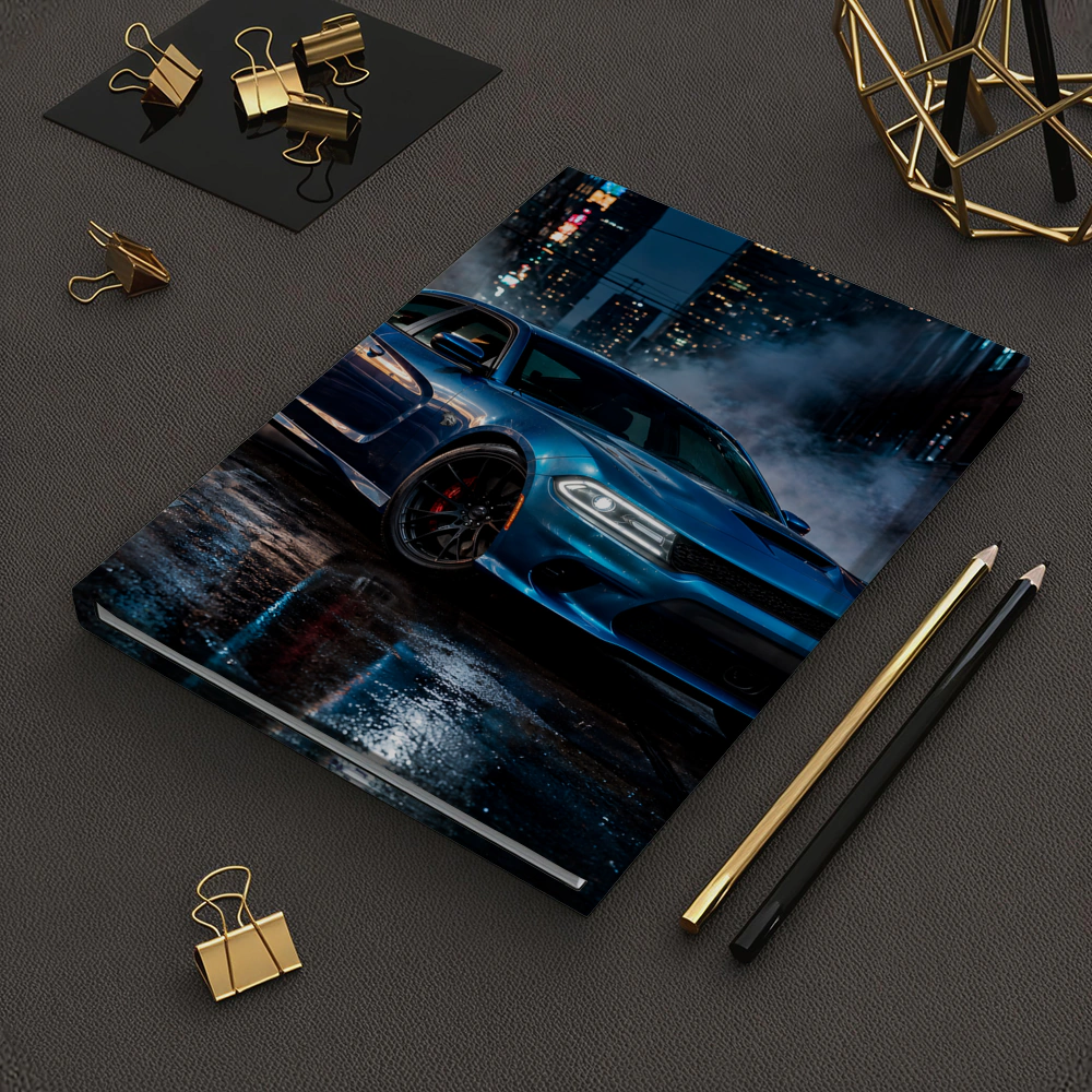 Dodge Charger Blue Muscle Car City Night – Notebooks
