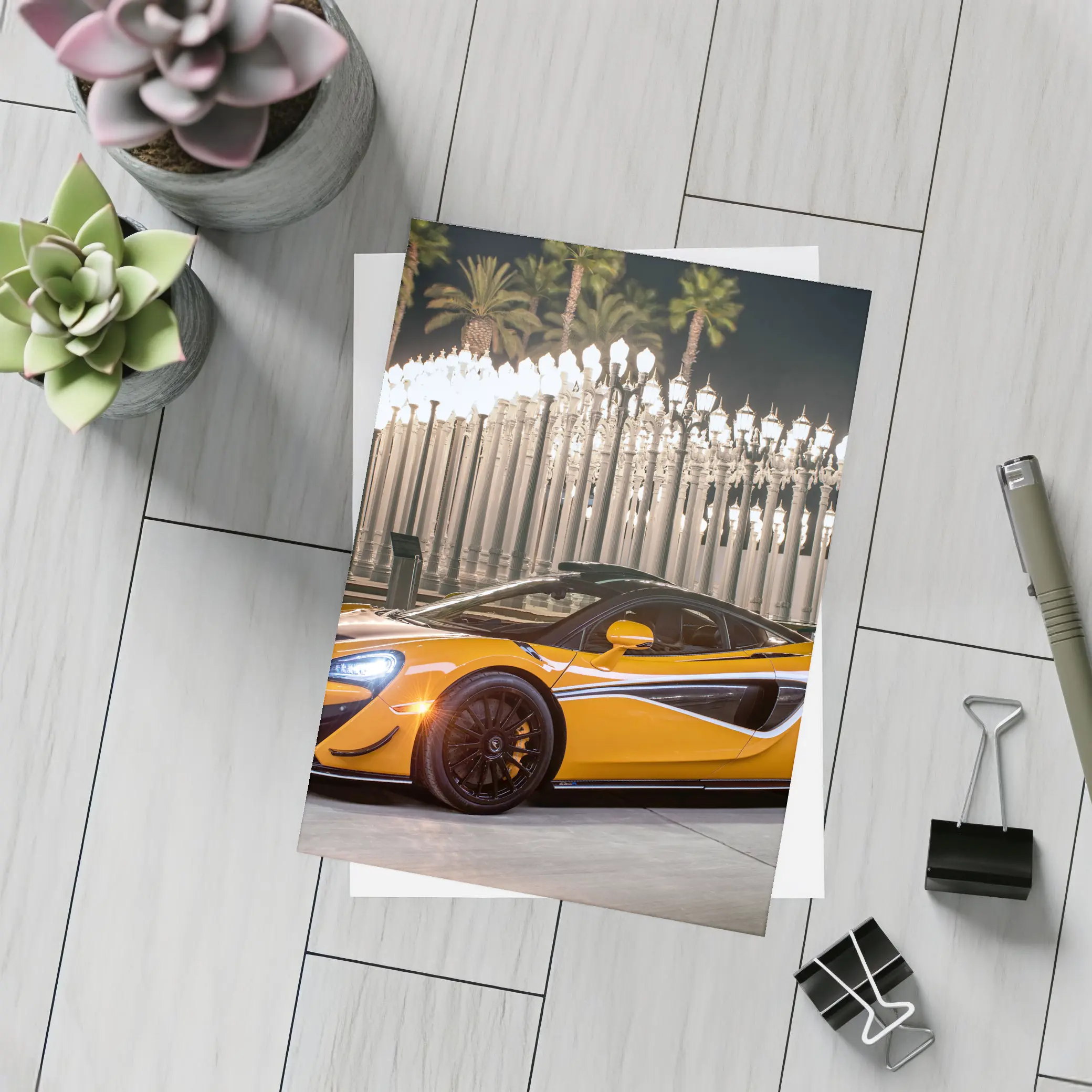 McLaren 570S Orange Night City Lights – Postcards