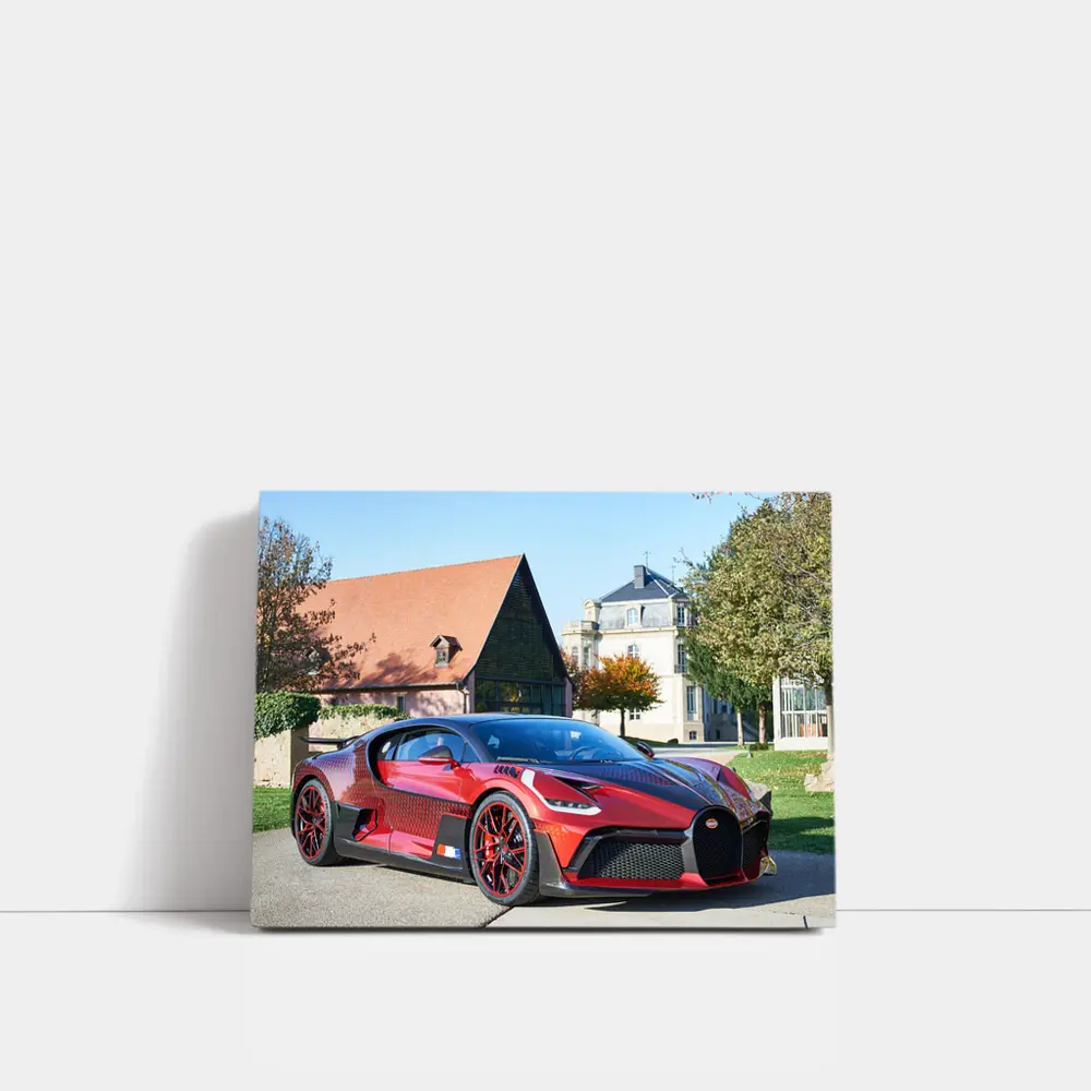 Bugatti Divo Red Carbon Supercar Estate Grounds – Wall Art