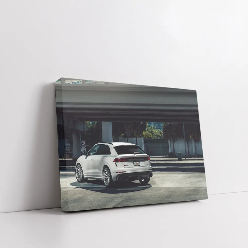 Audi RS Q8 White SUV Urban Setting – Wall Art