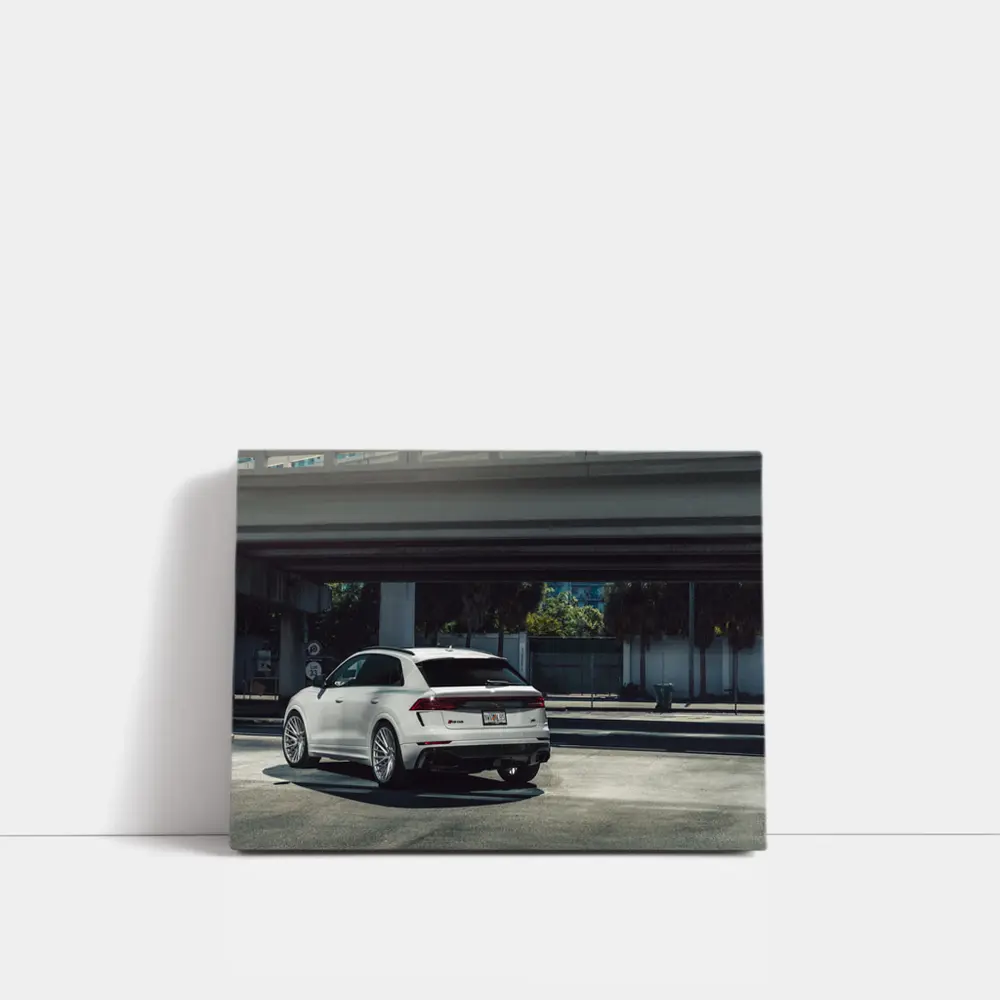 Audi RS Q8 White SUV Urban Setting – Wall Art