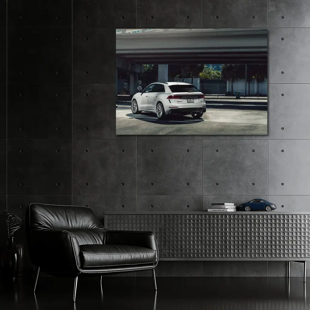 Audi RS Q8 White SUV Urban Setting – Wall Art