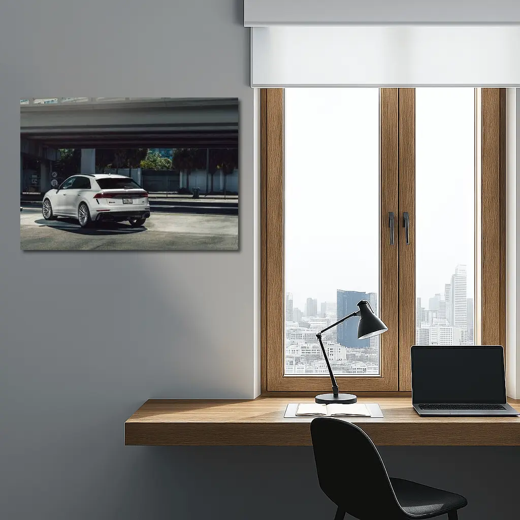 Audi RS Q8 White SUV Urban Setting – Wall Art