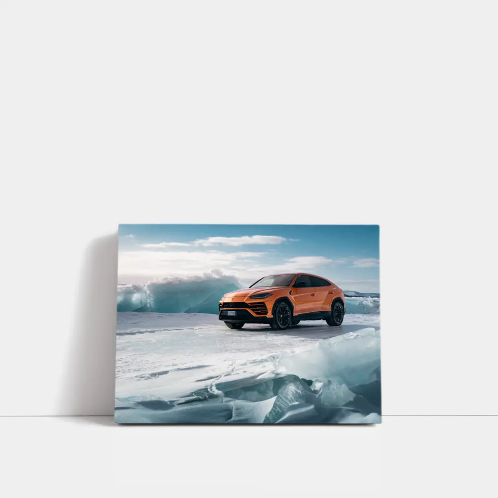 Lamborghini Urus Orange SUV On Ice – Wall Art
