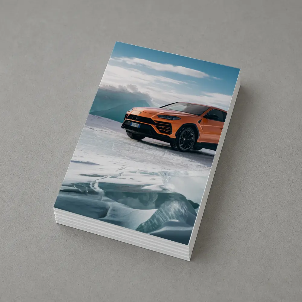 Lamborghini Urus Orange SUV On Ice – Postcards