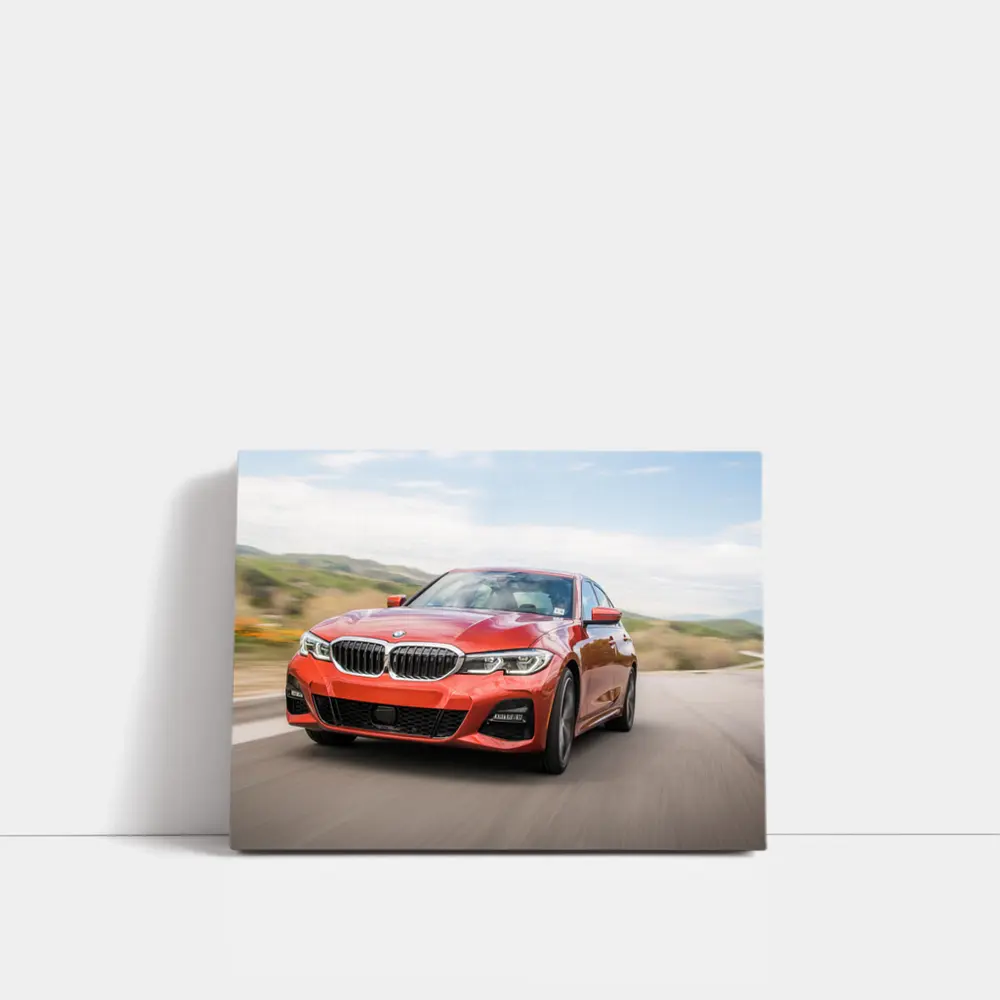BMW 3 Series Red Sedan On Road – Wall Art