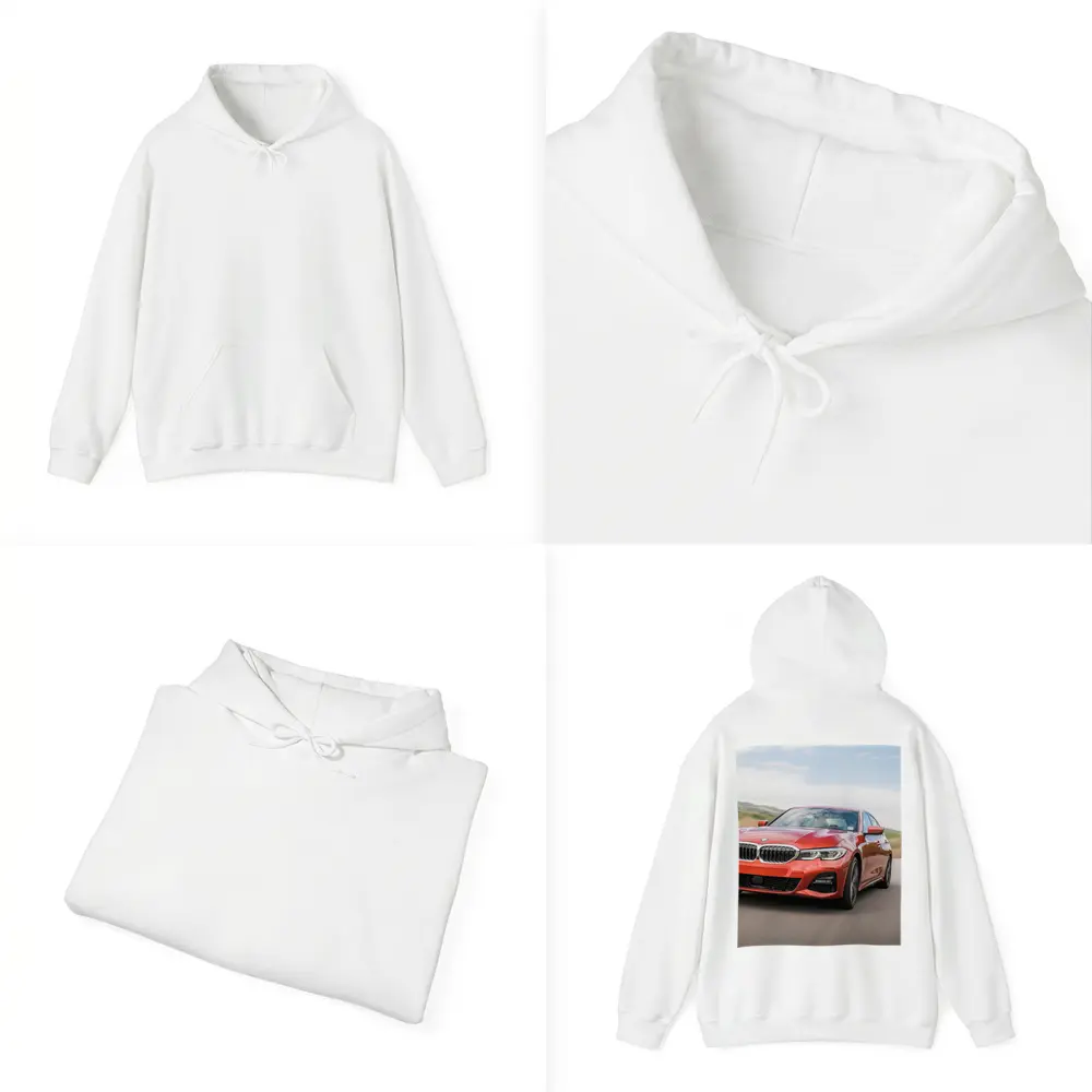 BMW 3 Series Red Sedan On Road – Hoodies