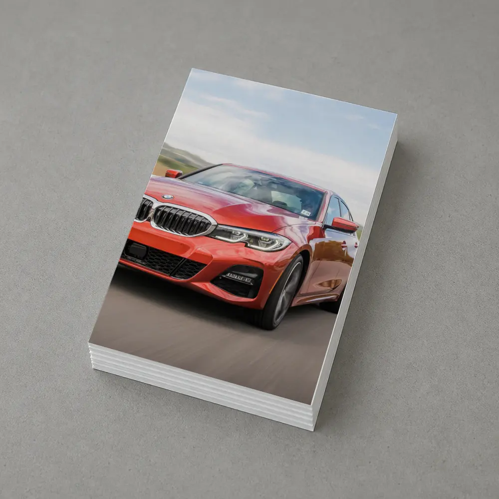 BMW 3 Series Red Sedan On Road – Postcards