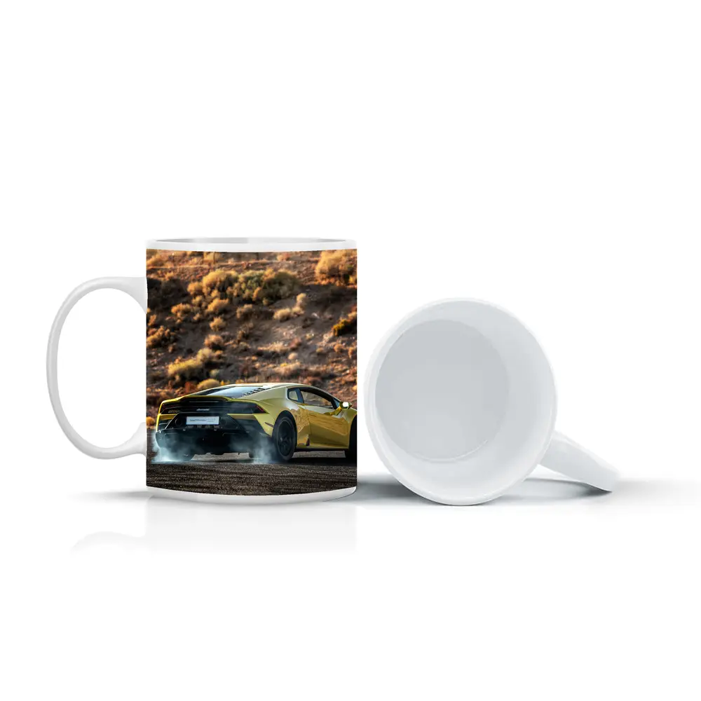 Lamborghini Huracan Yellow Desert Burnout Scene – Mugs