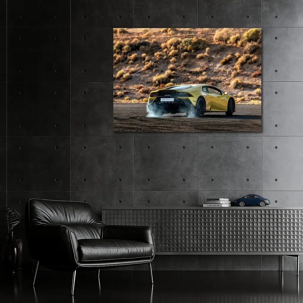 Lamborghini Huracan Yellow Desert Burnout Scene – Wall Art