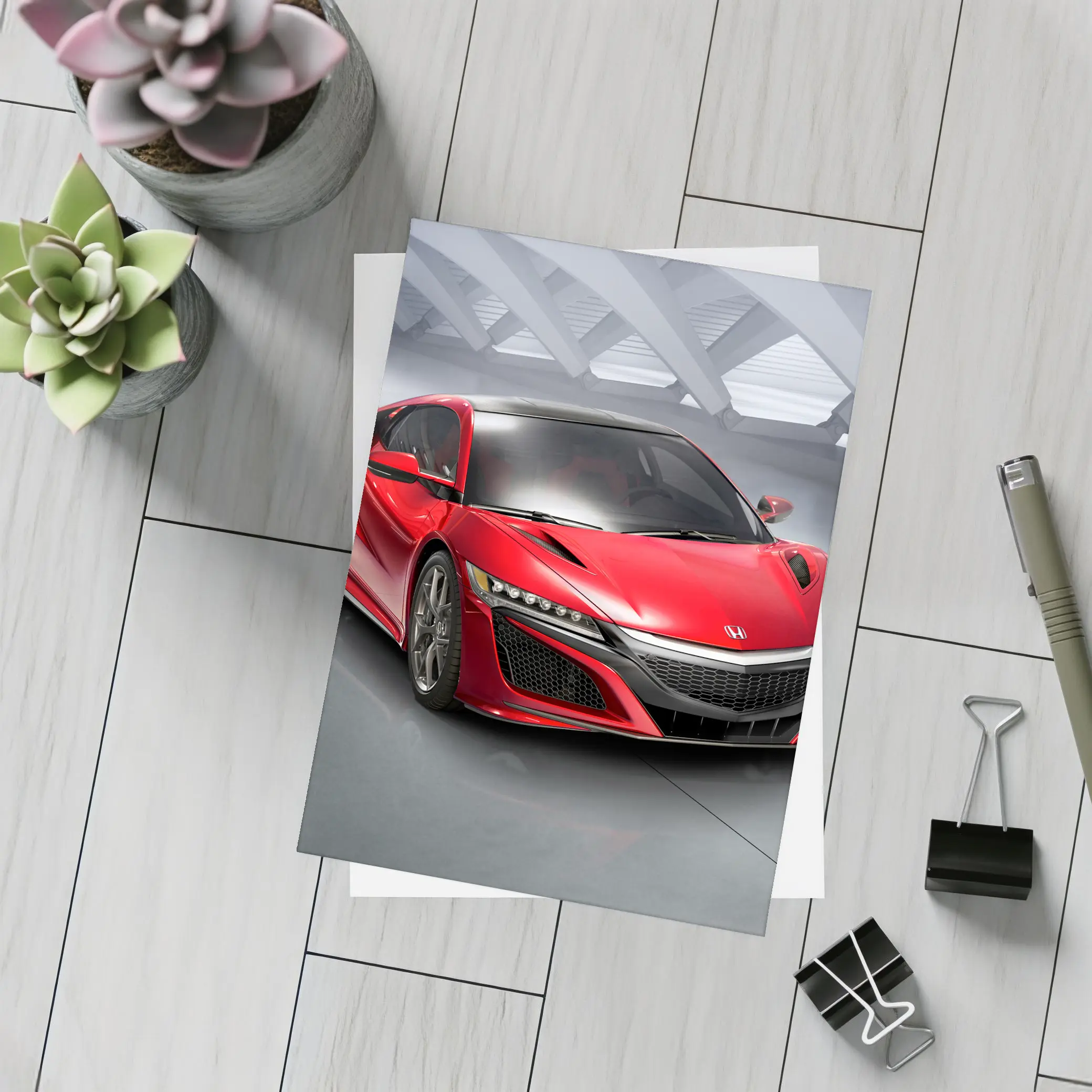 Acura NSX Red Supercar Studio Setting – Postcards