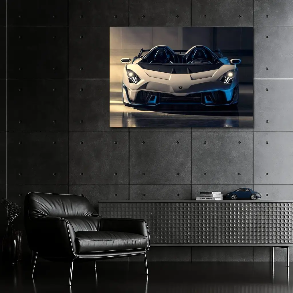 Lamborghini Aventador White Supercar Front View – Wall Art