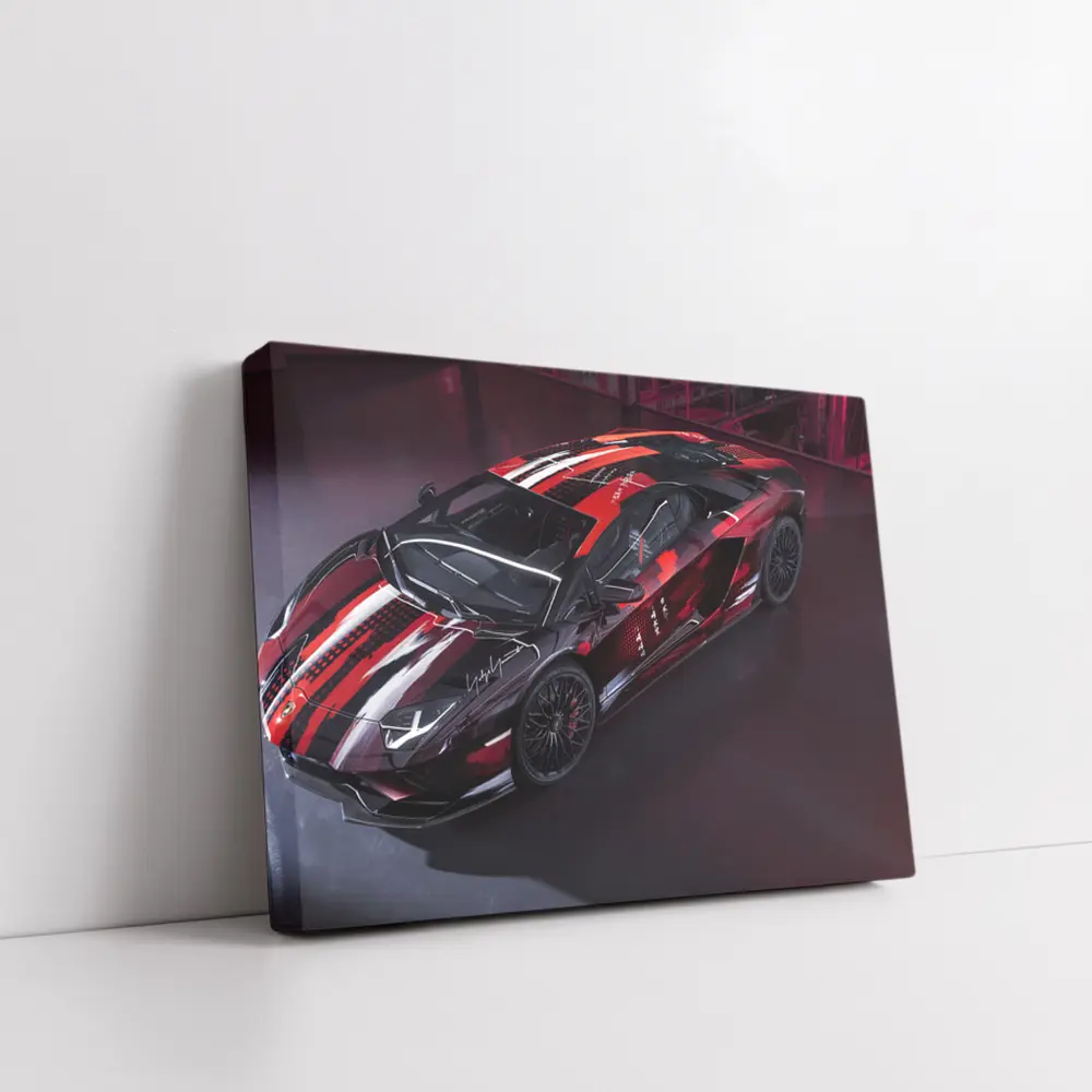 Lamborghini Aventador Red Black Wrap Art – Wall Art