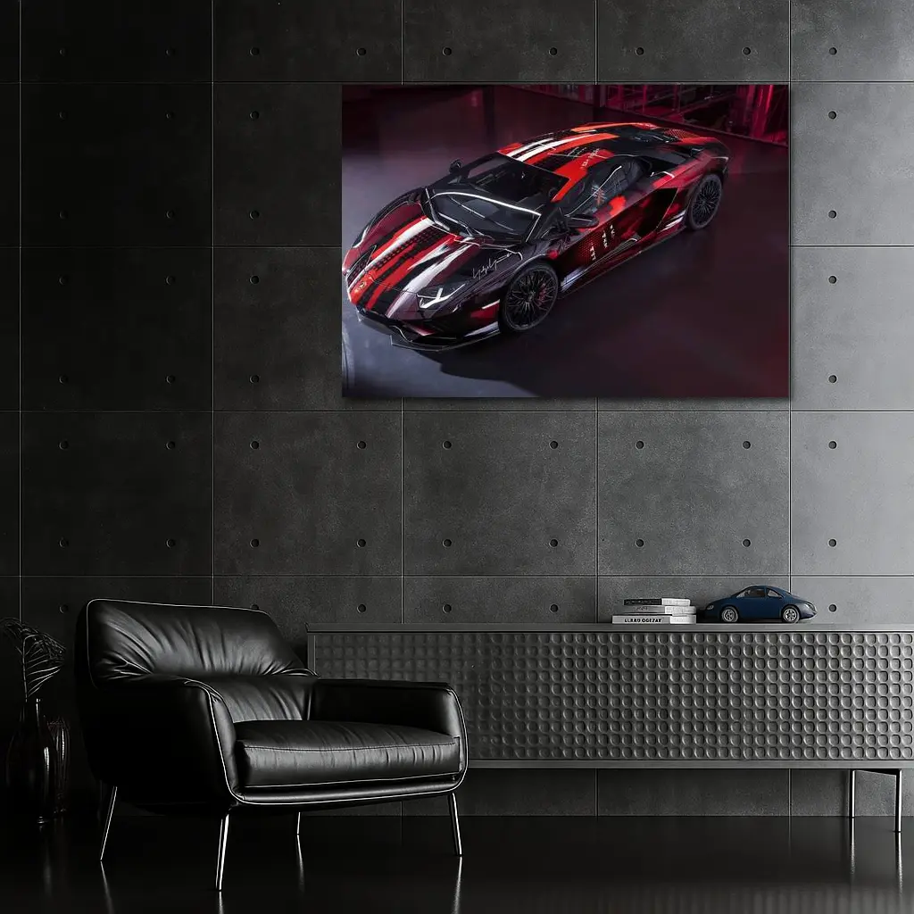 Lamborghini Aventador Red Black Wrap Art – Wall Art