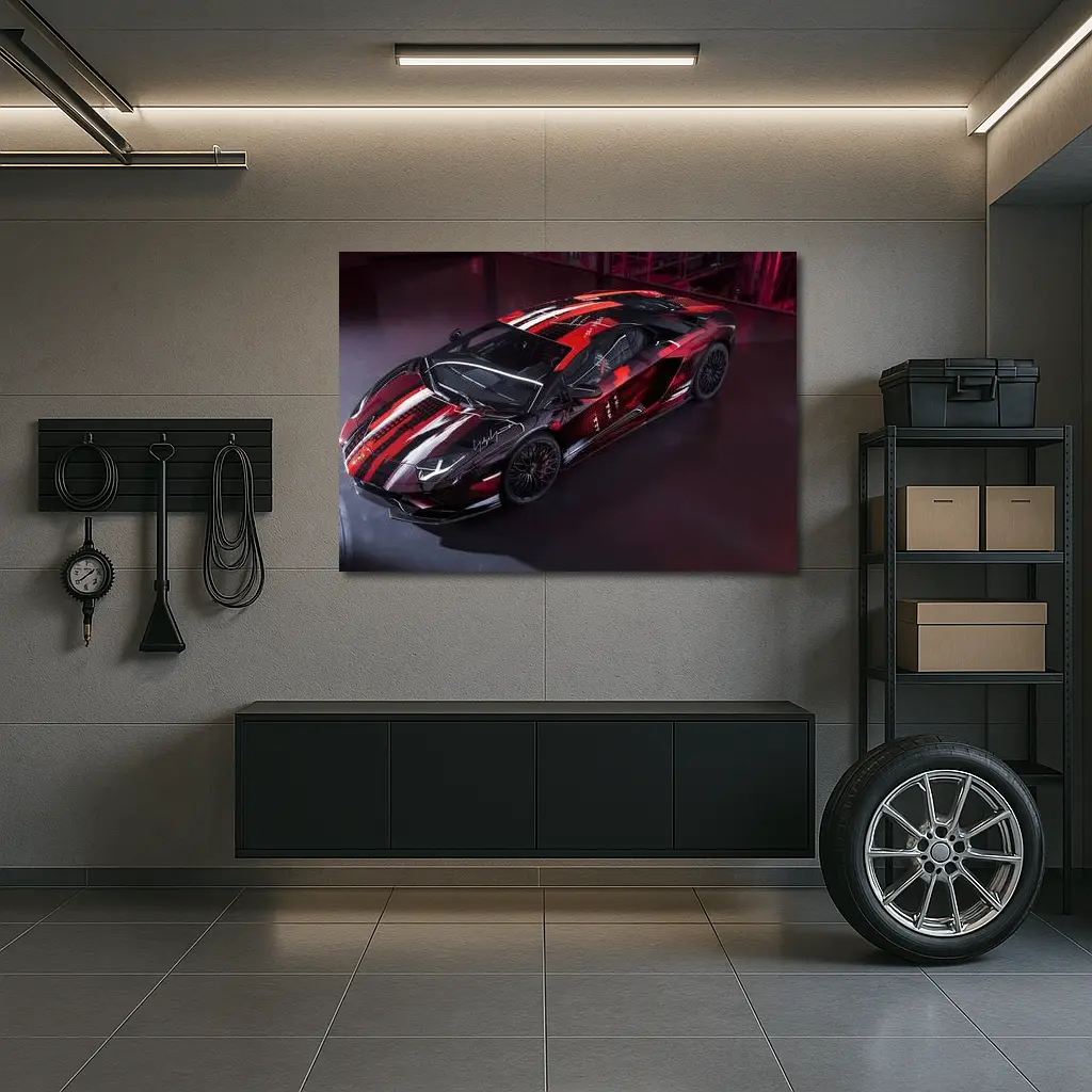 Lamborghini Aventador Red Black Wrap Art – Wall Art