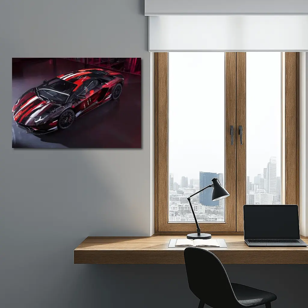 Lamborghini Aventador Red Black Wrap Art – Wall Art