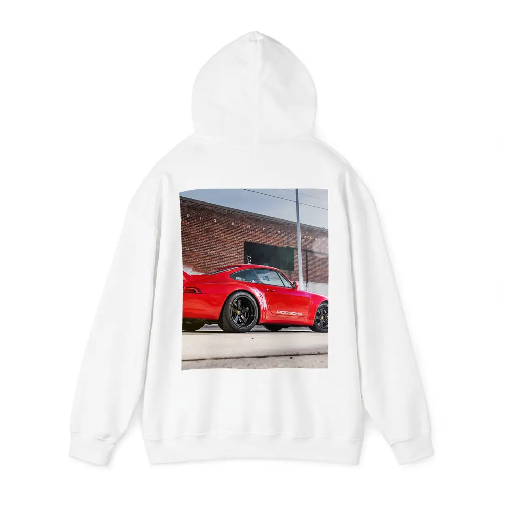 Red Porsche 911 Parked Urban Brick Wall – Hoodies