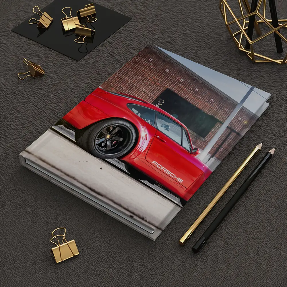 Red Porsche 911 Parked Urban Brick Wall – Notebooks