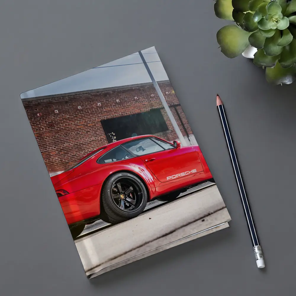 Red Porsche 911 Parked Urban Brick Wall – Notebooks