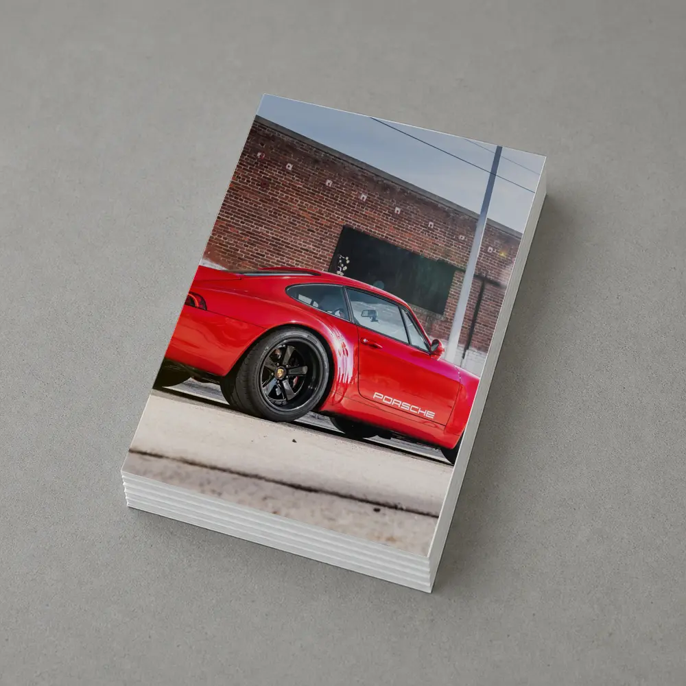 Red Porsche 911 Parked Urban Brick Wall – Postcards